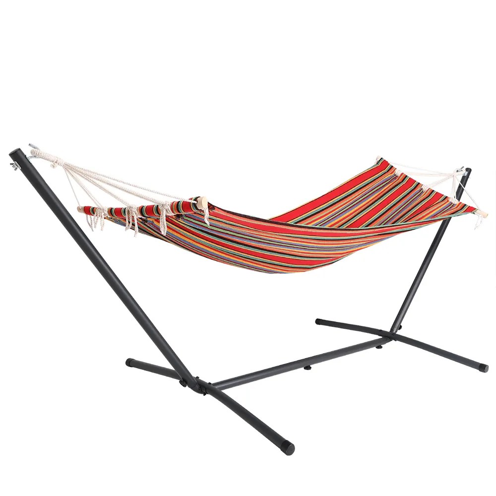 Hängematte mit Metallgestell Rot-Bunt 200 x 80cm Hängematte mit Metallgestell Rot-Bunt 200 x 80cm