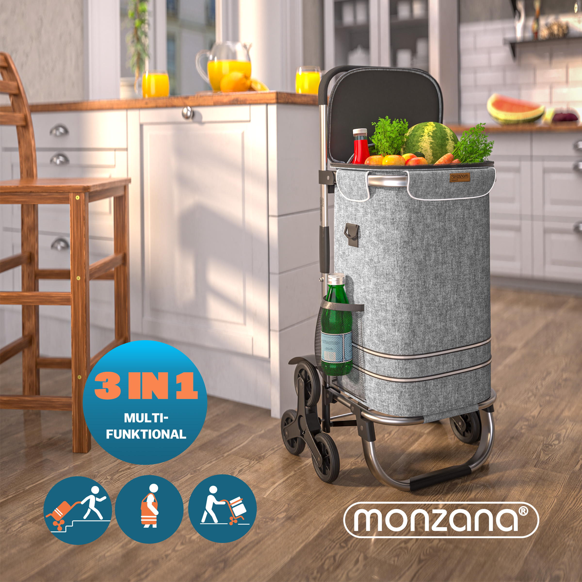 Einkaufstrolley Treppensteiger Grau – Bild 2