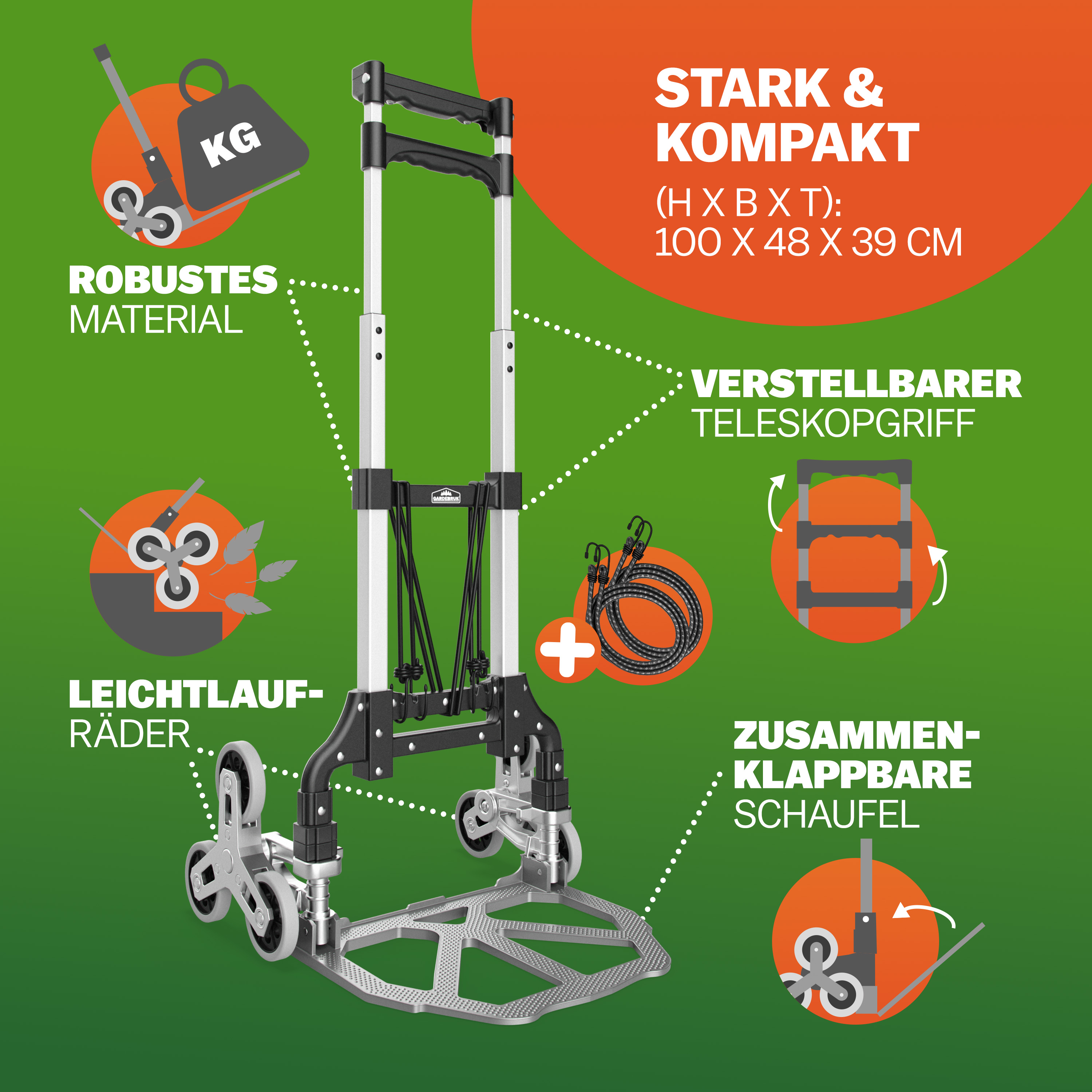 Treppenkarre Silber/Schwarz 80kg höhenverstellbar – Bild 2