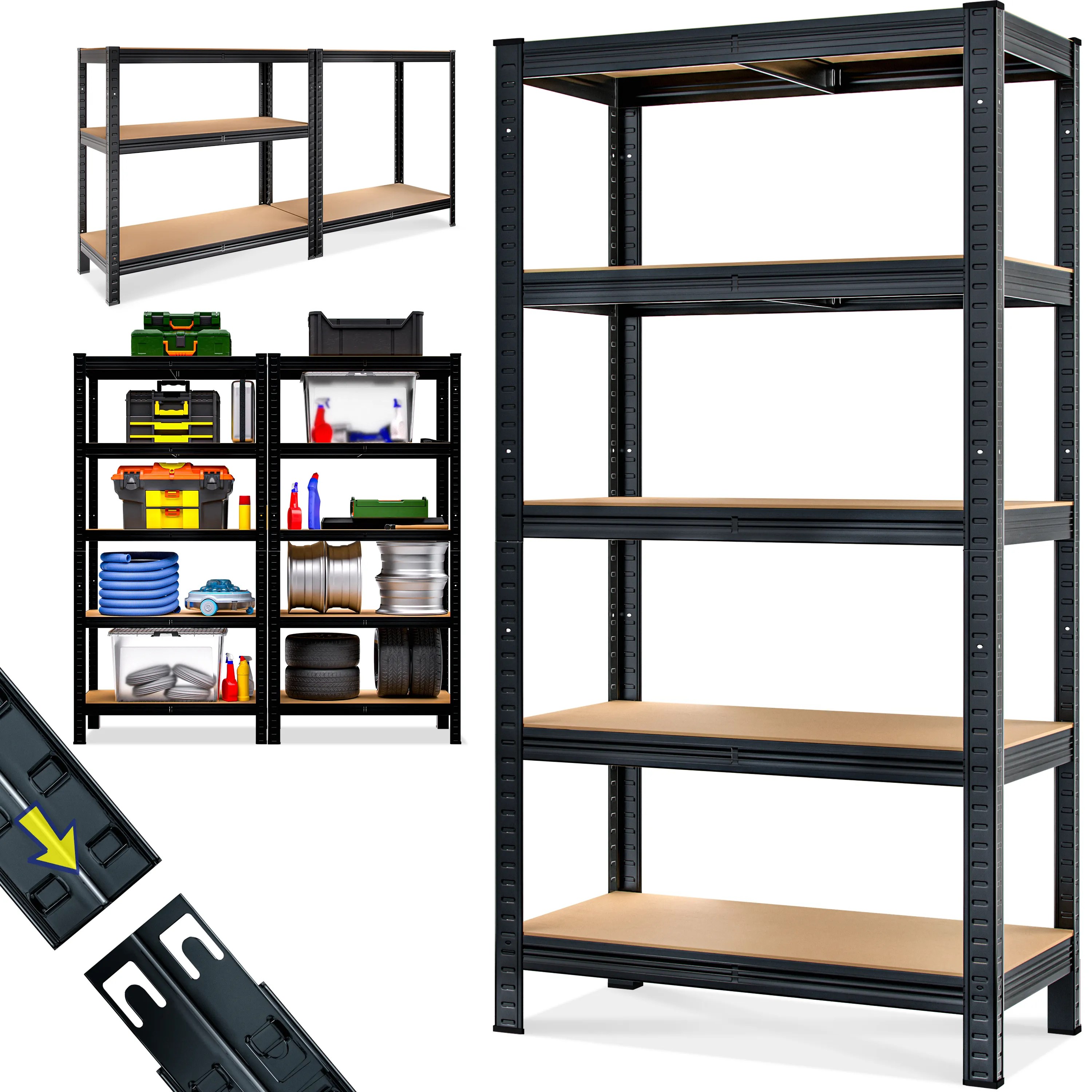 Schwerlastregal Schwarz 180x90x40cm pulverbeschichtet 875kg Schwerlastregal Schwarz 180x90x40cm pulverbeschichtet 875kg