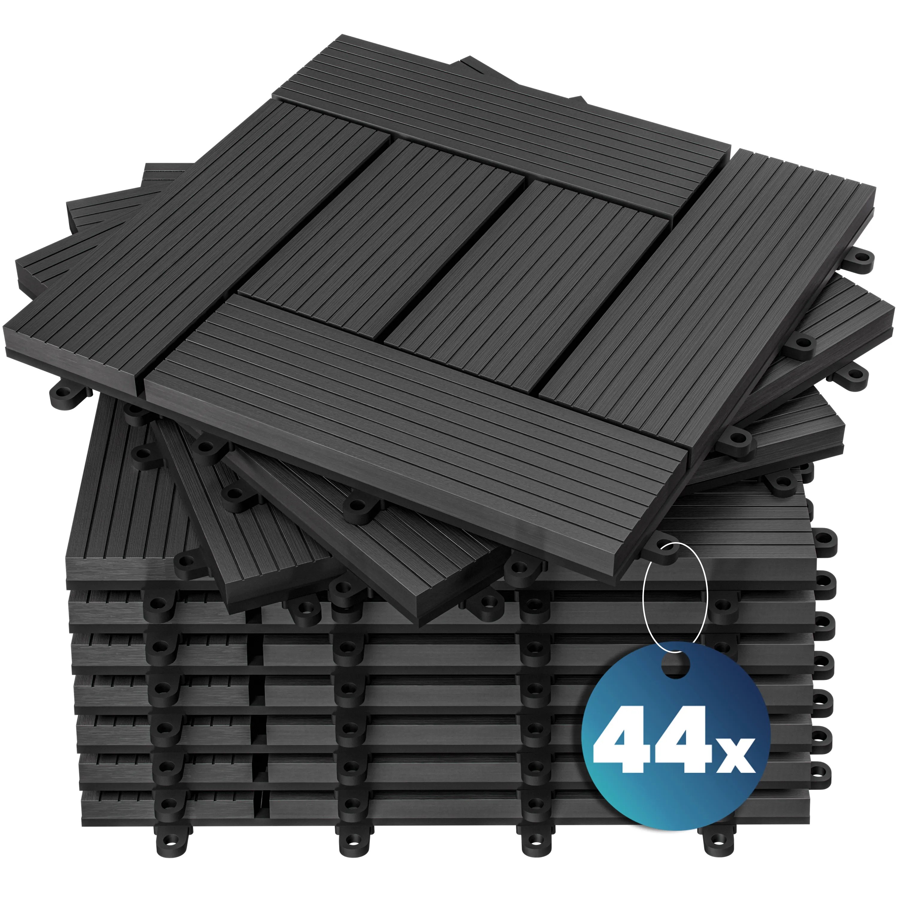 WPC Fliesen 44er-Set Mosaik Anthrazit - 30x30cm WPC Fliesen 44er-Set Mosaik Anthrazit - 30x30cm