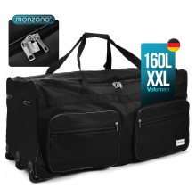 XXL Reisetasche mit Trolleyfunktion 160L schwarz XXL Reisetasche mit Trolleyfunktion 160L schwarz
