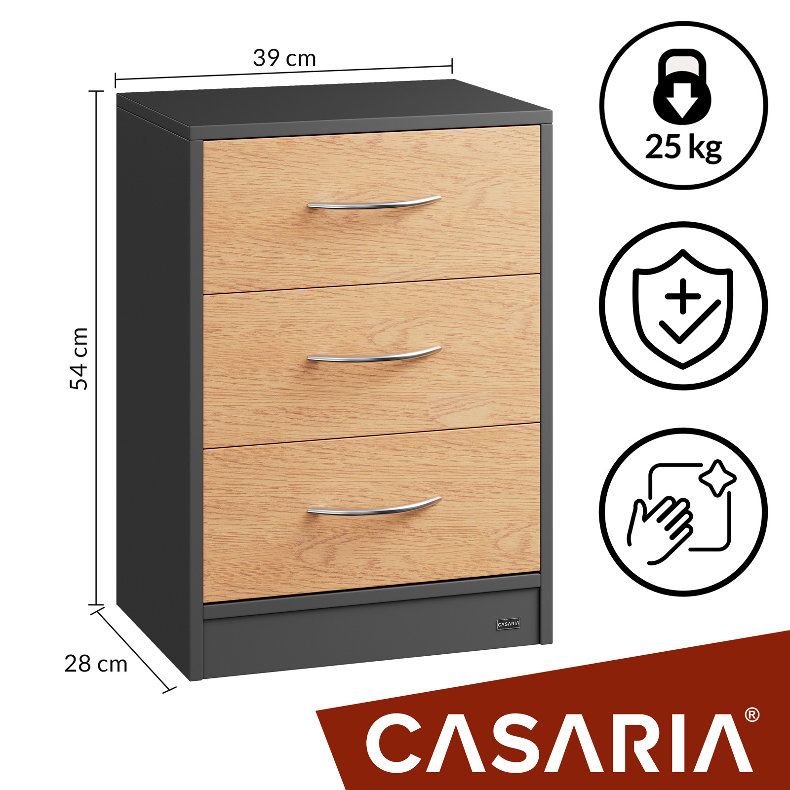 Nachttisch Eloise Holz/Grau 54x39x28cm – Bild 2