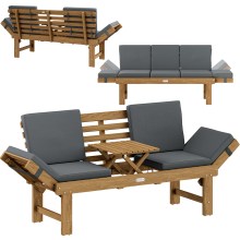 Gartenbank 2in1 wandelbar mit Tisch Kissen aus Akazienholz Gartenbank 2in1 wandelbar mit Tisch Kissen aus Akazienholz