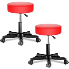Rollhocker Kunstleder 2er-Set Rot 360° drehbar Rollhocker Kunstleder 2er-Set Rot 360° drehbar