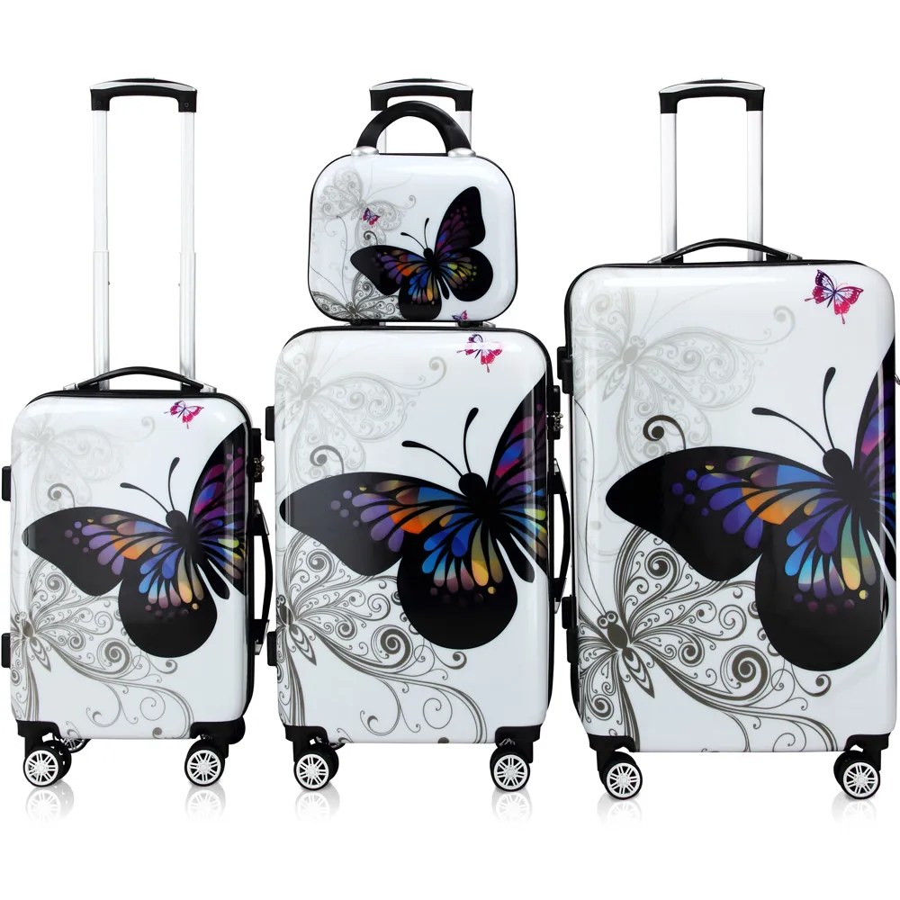 Hartschalenkoffer Set 4-tlg Rollen 360º Beautycase Butterfly Polycarbonat Hartschalenkoffer Set 4-tlg Rollen 360º Beautycase Butterfly Polycarbonat
