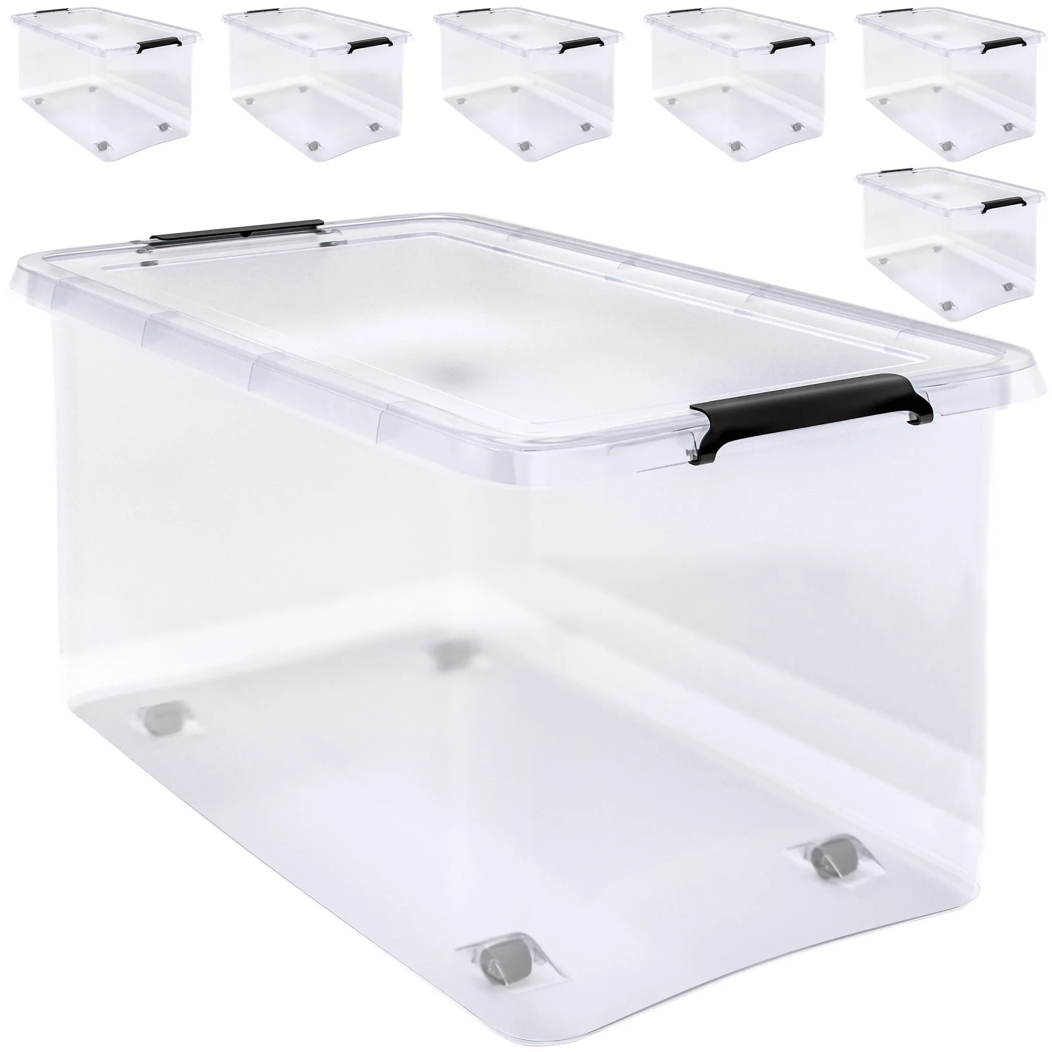Aufbewahrungsbox 6er-Set Transparent 60x40x35cm 60L stapelbar Aufbewahrungsbox 6er-Set Transparent 60x40x35cm 60L stapelbar