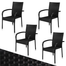 Polyrattan Stapelstuhl Comfort 4er-Set Schwarz Polyrattan Stapelstuhl Comfort 4er-Set Schwarz