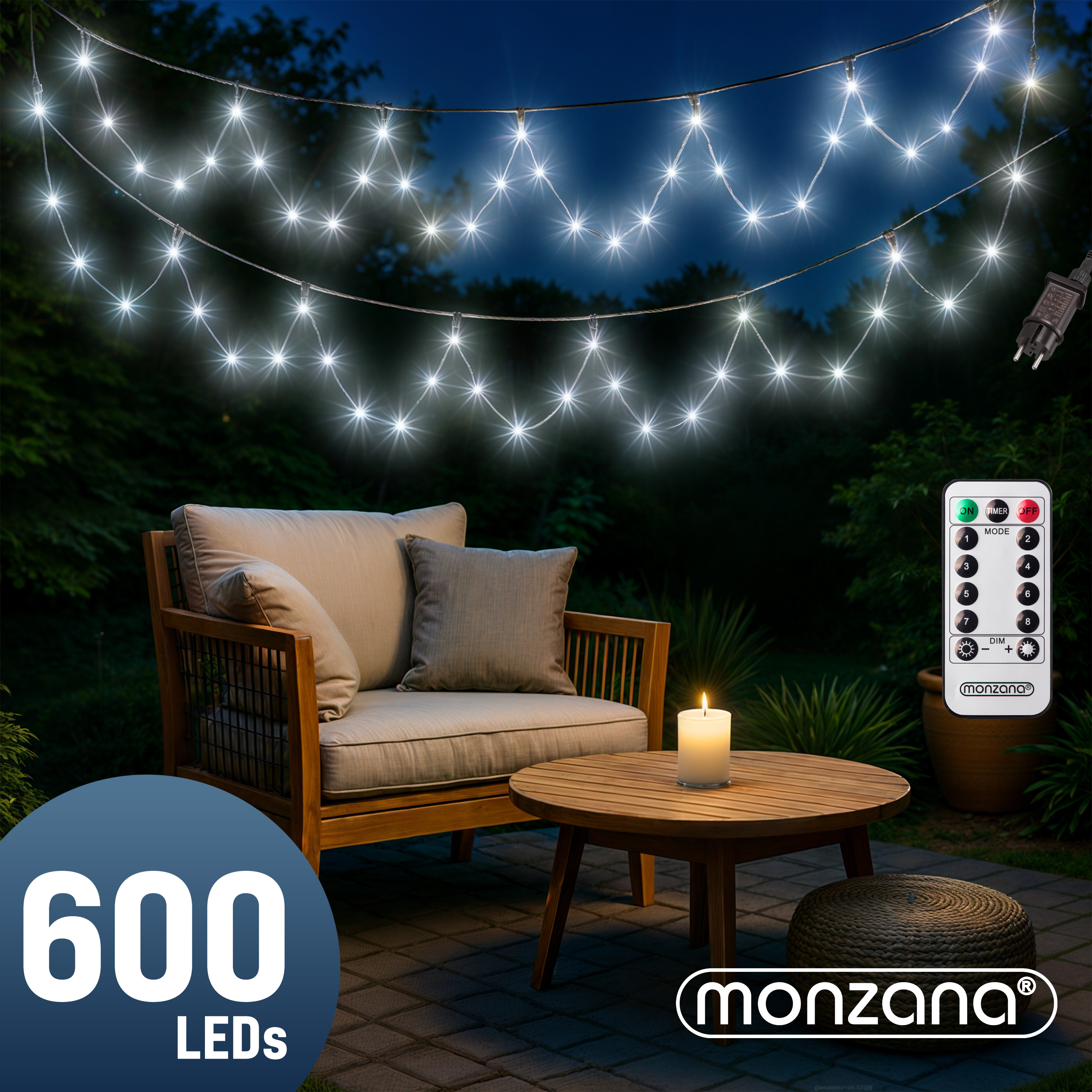 Lichterkette Weihnachten Kaltweiß 60m Fernbedienung – Bild 2