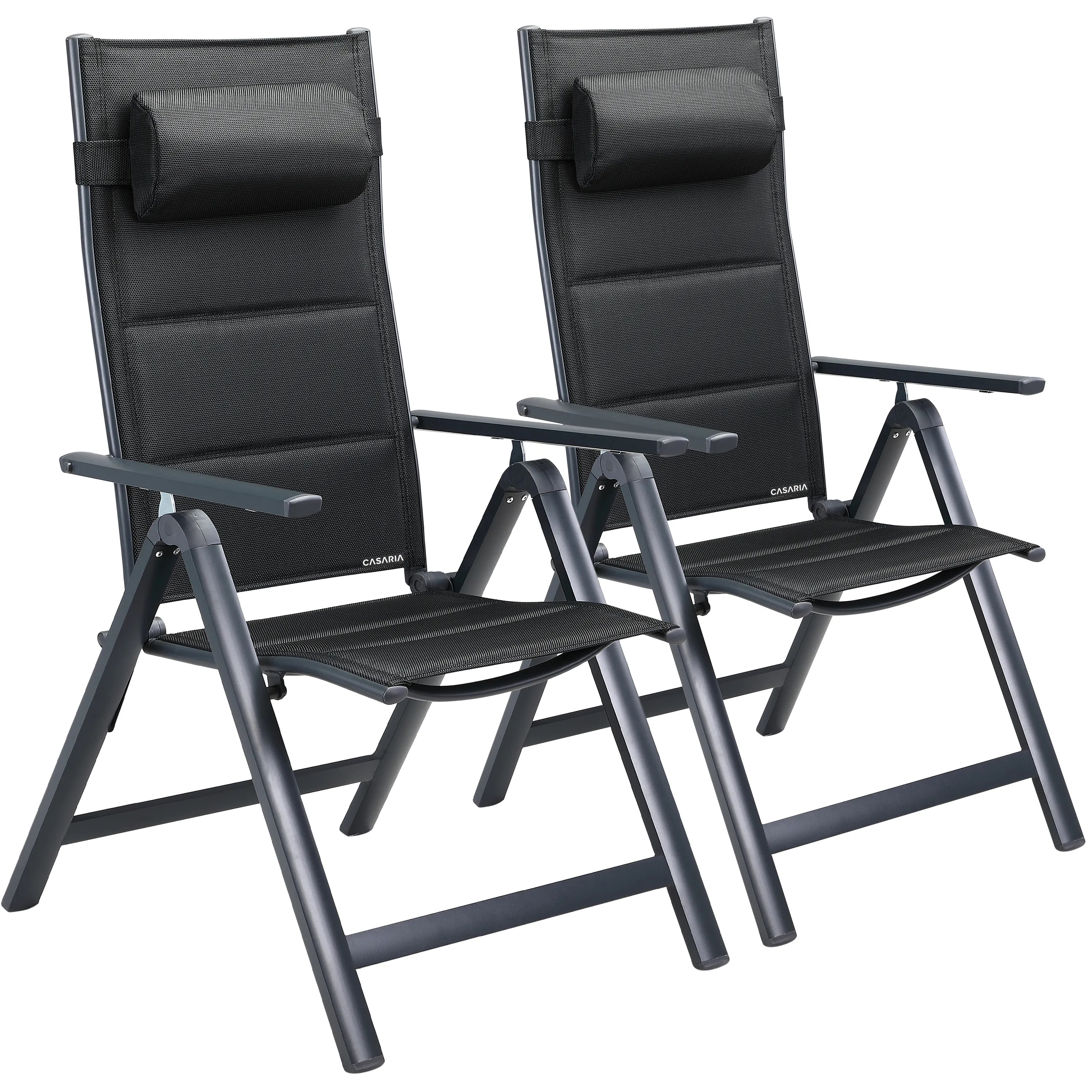 Gartenstuhl Hochlehner klappbar Bern Premium 2er-Set Anthrazit Alu gepolstert & verstellbar Gartenstuhl Hochlehner klappbar Bern Premium 2er-Set Anthrazit Alu gepolstert & verstellbar