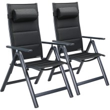 Gartenstuhl Hochlehner klappbar Bern Premium 2er-Set Anthrazit Alu gepolstert & verstellbar Gartenstuhl Hochlehner klappbar Bern Premium 2er-Set Anthrazit Alu gepolstert & verstellbar