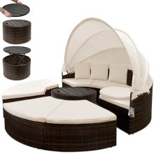 Polyrattan Sonneninsel Braun Ø185cm WPC-Teleskoptisch Polyrattan Sonneninsel Braun Ø185cm WPC-Teleskoptisch