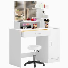 Schminktisch Jocelyn Weiß 140x90x40cm inkl Rollhocker Schminktisch Jocelyn Weiß 140x90x40cm inkl Rollhocker
