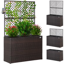 Polyrattan Blumenkasten mit Rankgitter Braun Polyrattan Blumenkasten mit Rankgitter Braun