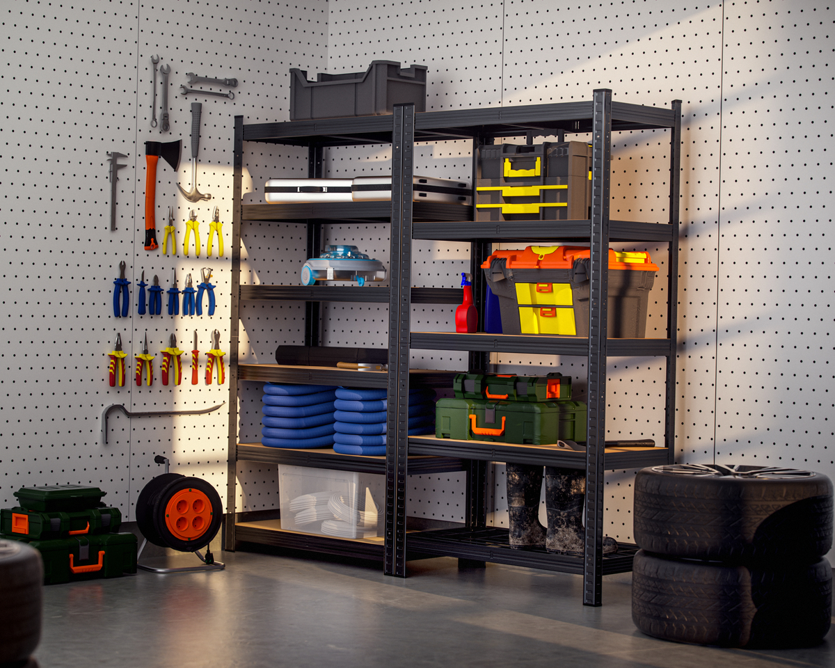 Schwerlastregal Premium Schwarz 180x90x40cm 875kg – Bild 2