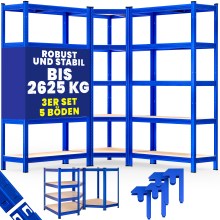 Schwerlast- und Eckregal 3er-Set Blau je 875kg Schwerlast- und Eckregal 3er-Set Blau je 875kg