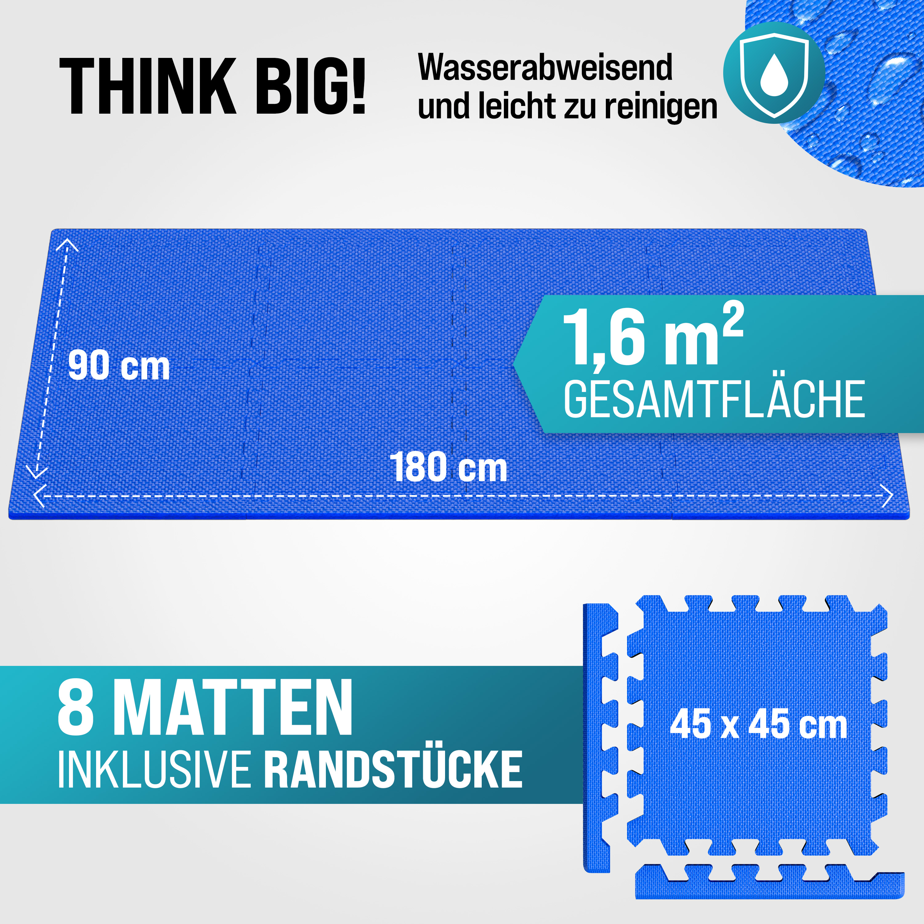 Bodenschutz-/Puzzlematten 8-tlg Blau 180x90x1cm – Bild 2