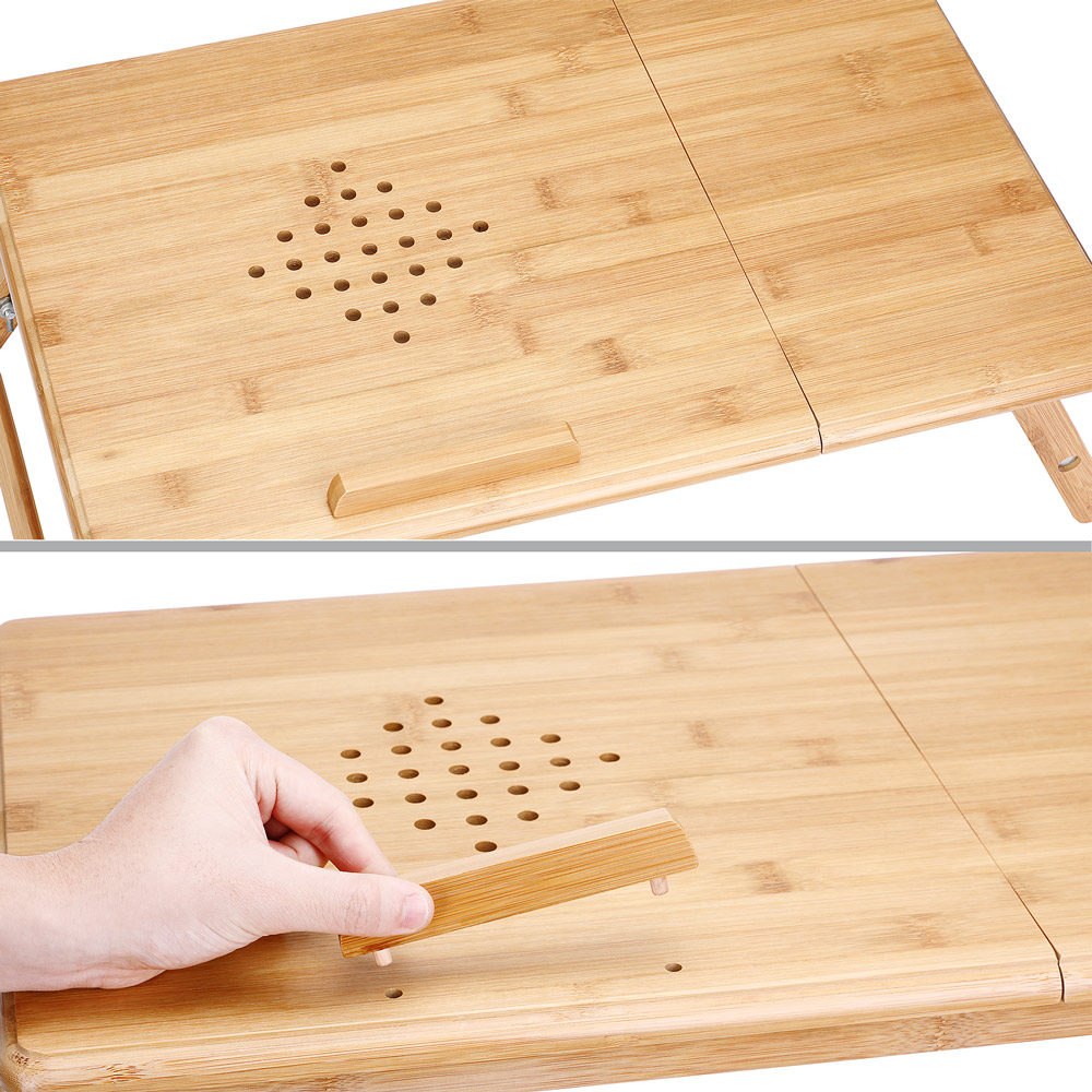 Laptoptisch Bambus 55x28x35cm Belüftungslöcher & Schublade – Bild 2