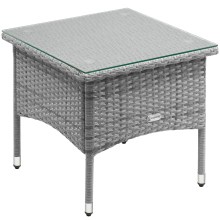 Polyrattan Beistelltisch Grau 50x50x45cm Polyrattan Beistelltisch Grau 50x50x45cm
