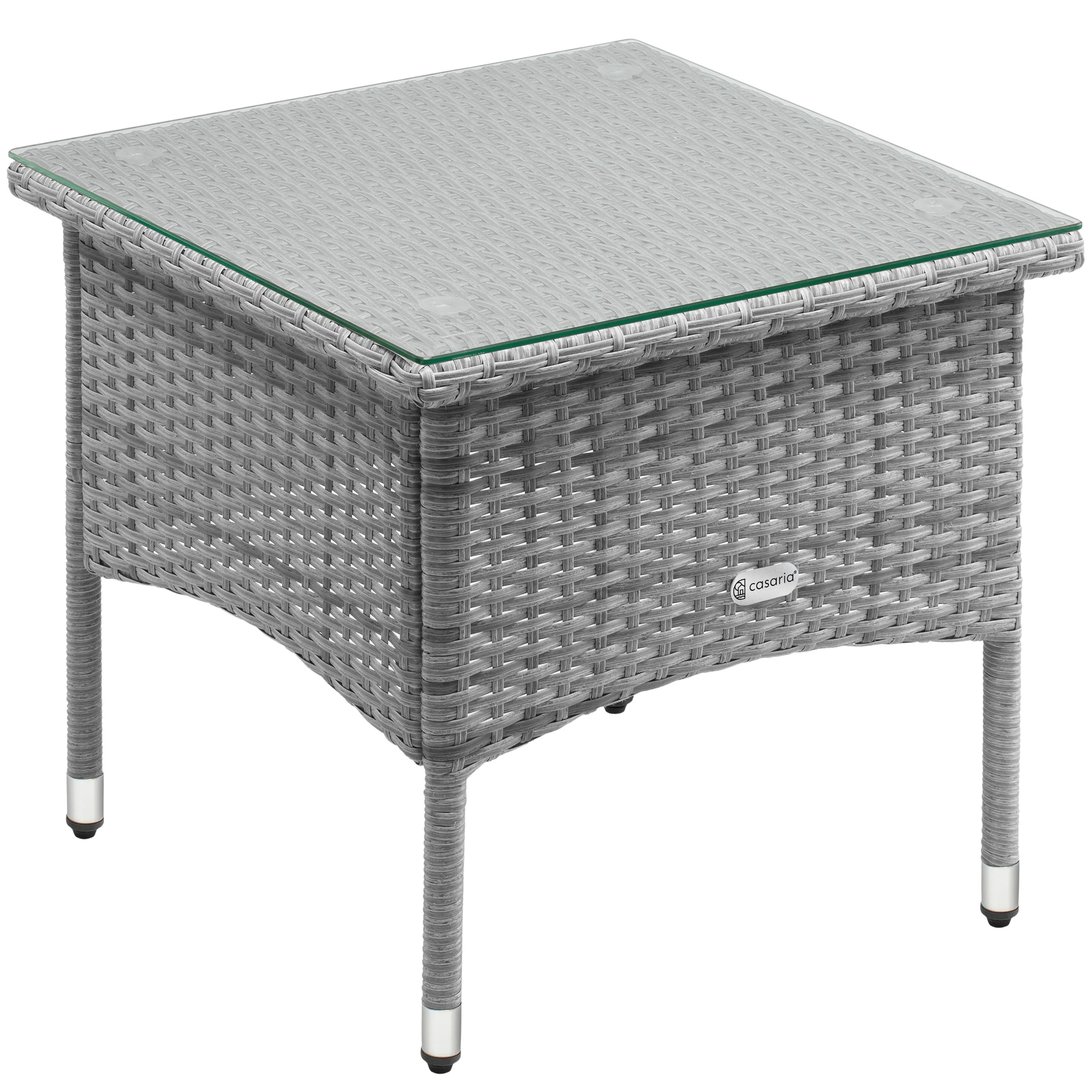 Polyrattan Beistelltisch Grau 50x50x45cm Polyrattan Beistelltisch Grau 50x50x45cm