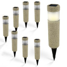 LED Solarlampe 8er-Set Beige-Grau Steinoptik LED Solarlampe 8er-Set Beige-Grau Steinoptik