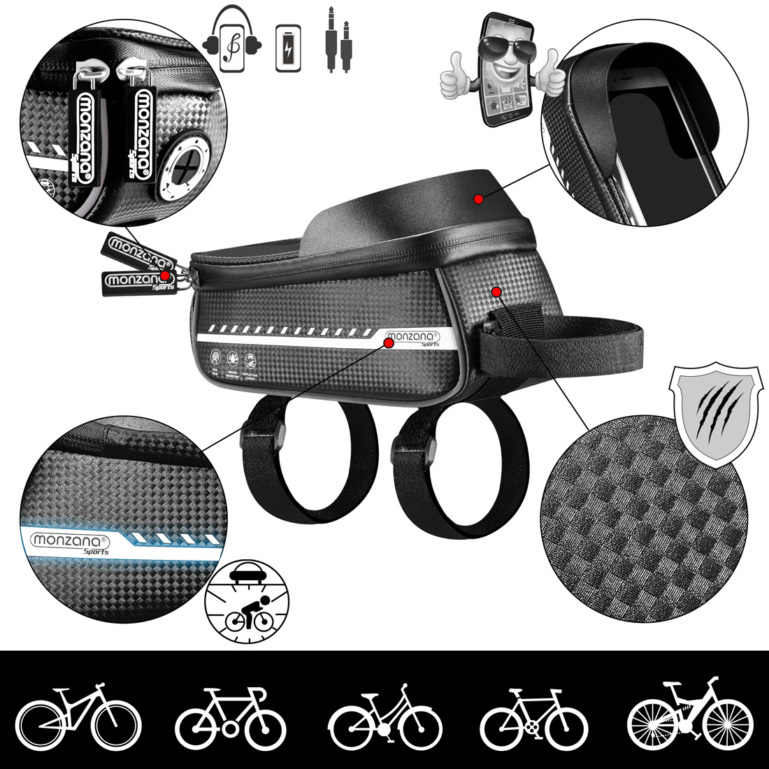 Fahrradtasche Schwarz 20x11,5x11cm – Bild 2