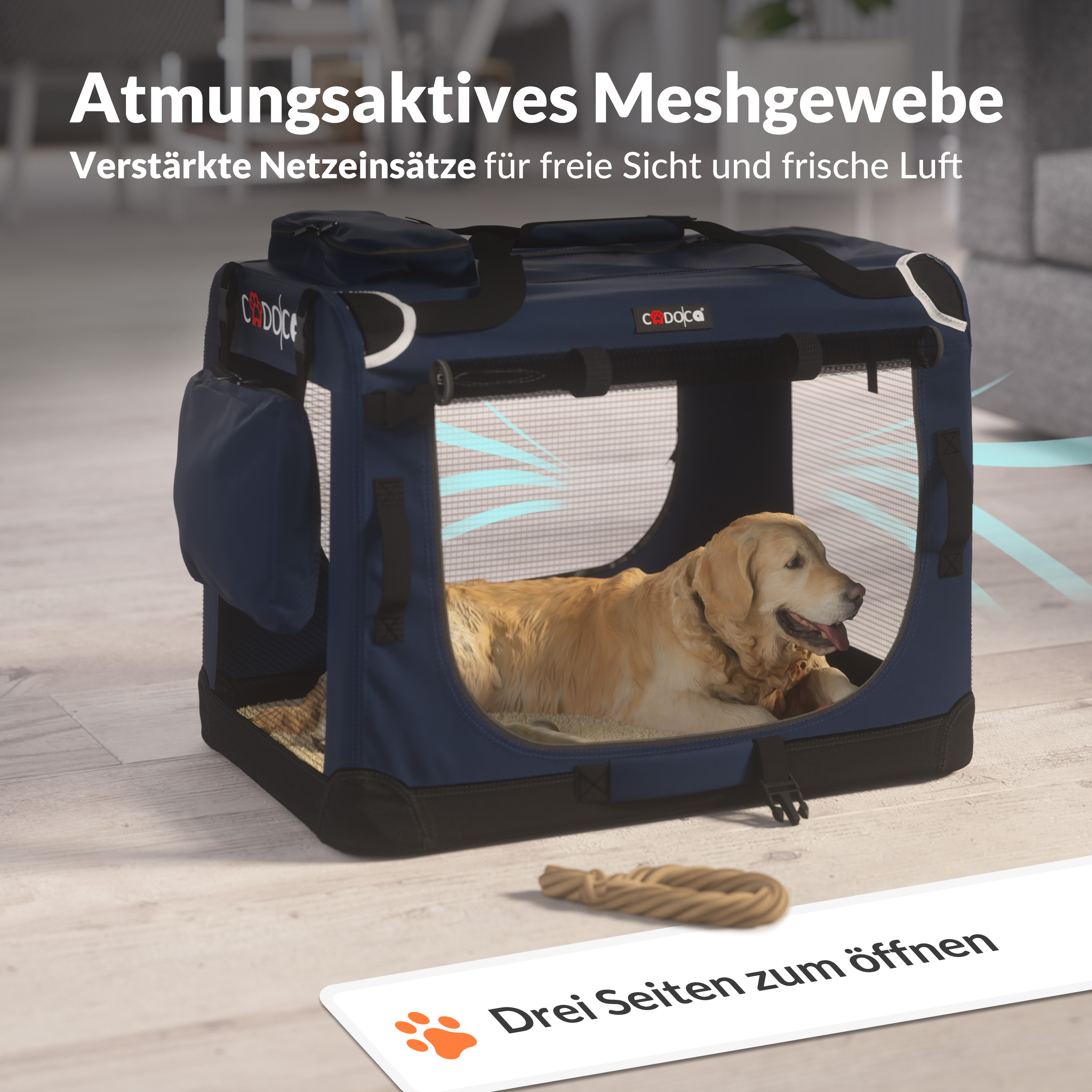 Hundebox faltbar XXXL 101x70x70cm Blau – Bild 2