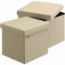 Sitzhocker 2er-Set Beige 38x38x38cm faltbar Sitzhocker 2er-Set Beige 38x38x38cm faltbar