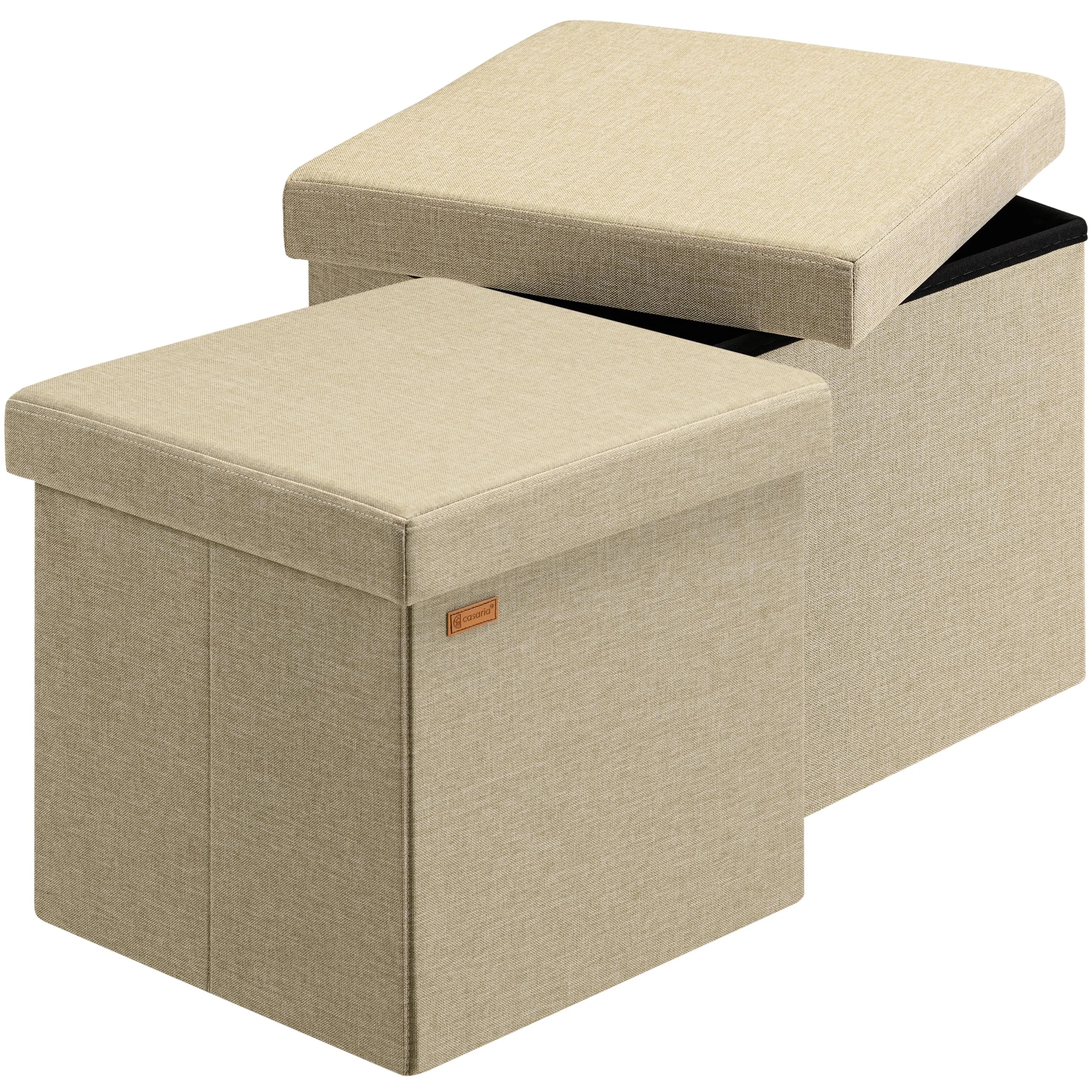 Sitzhocker 2er-Set Beige 38x38x38cm faltbar Sitzhocker 2er-Set Beige 38x38x38cm faltbar