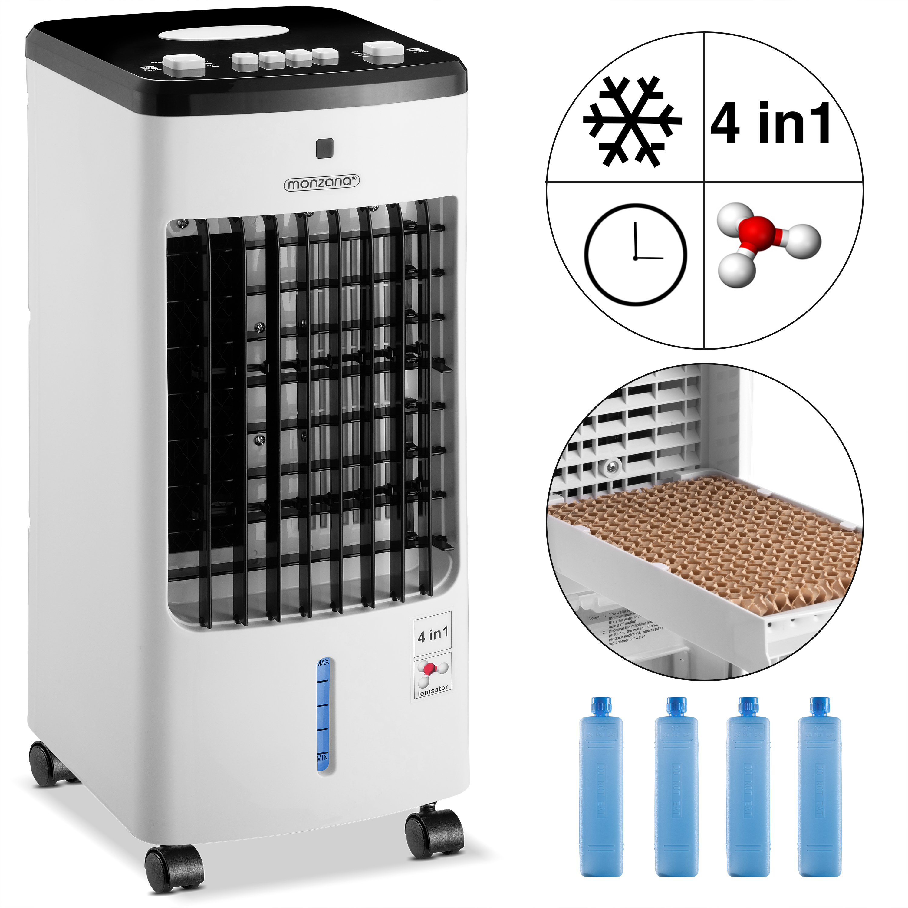 Mobiles Klimagerät Aircooler 4in1 Weiß/Schwarz 3,5L – Bild 2