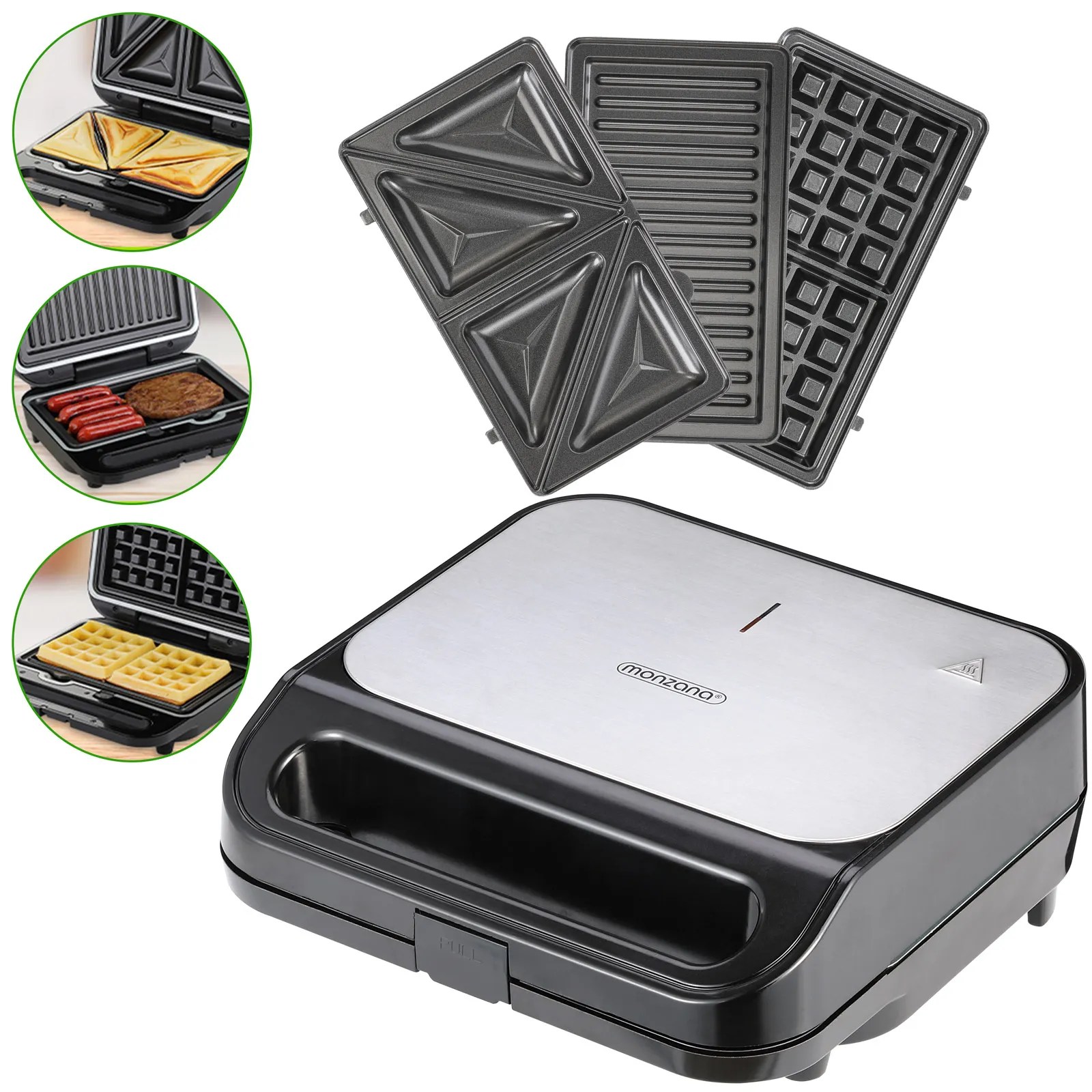 Sandwichmaker XXL 3in1 1000W 25x23,5x9,5cm schwarz Sandwichmaker XXL 3in1 1000W 25x23,5x9,5cm schwarz