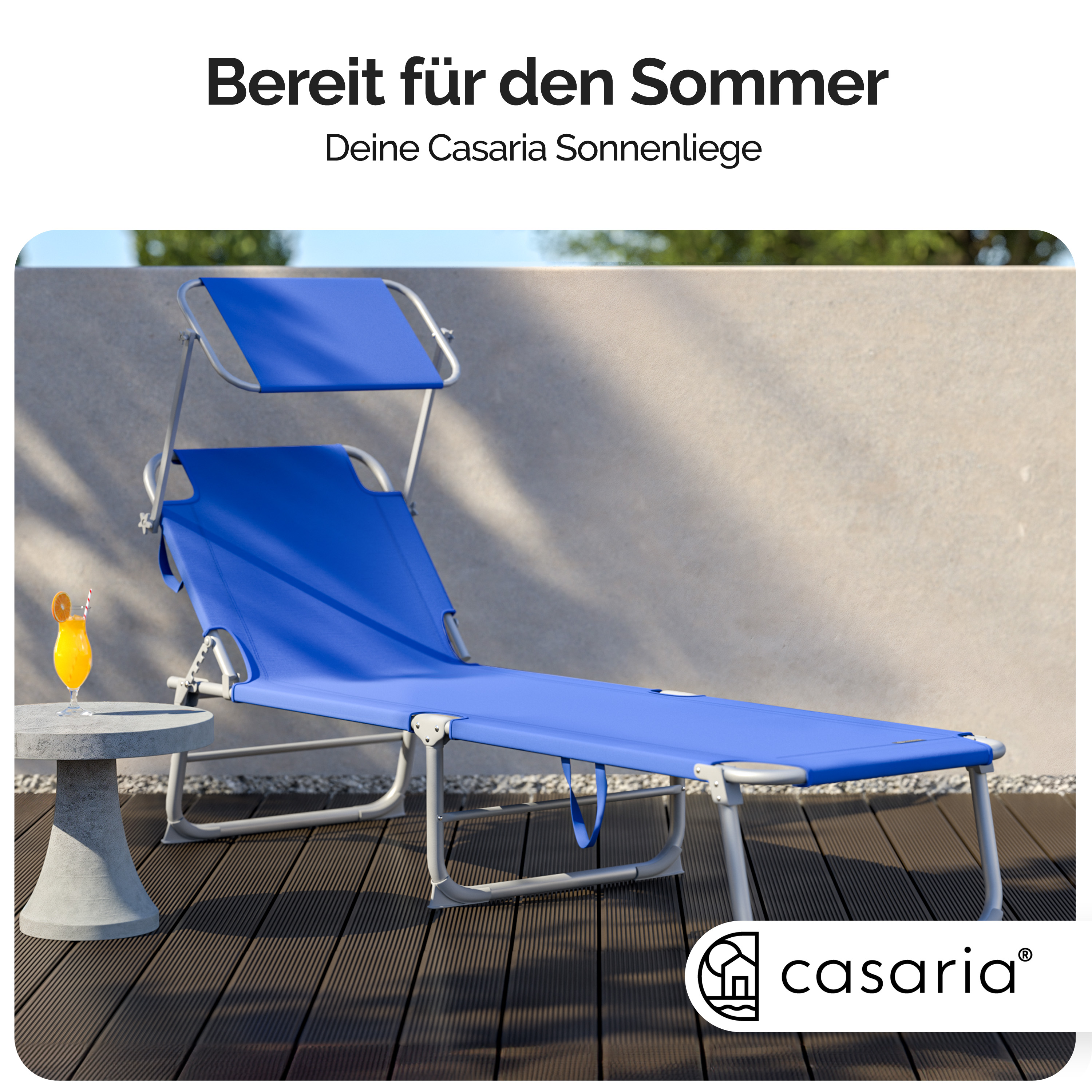 Gartenliege Hawaii 2er-Set Blau Alu 190x60x30cm – Bild 2