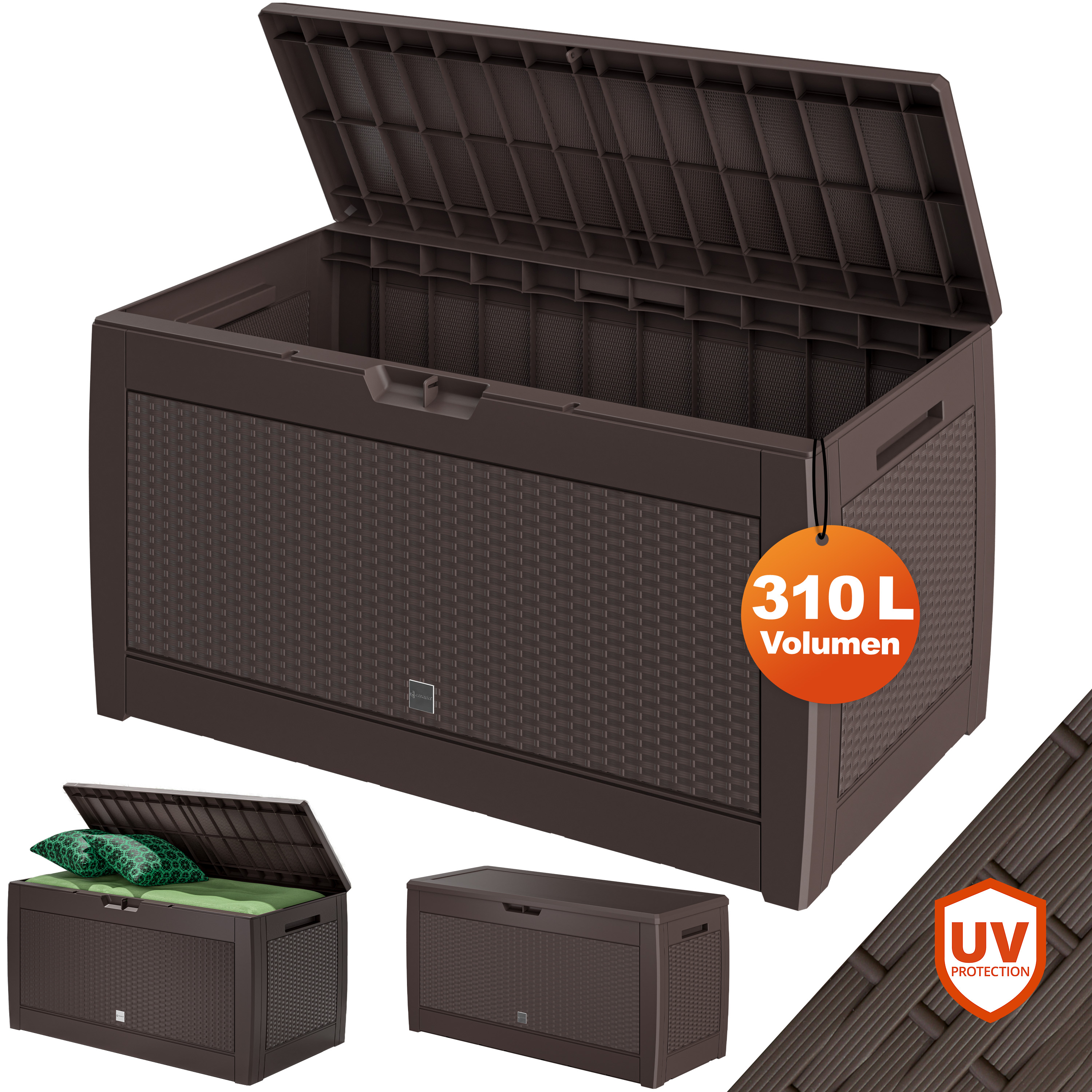 Gartenbox Rato 310L Braun Rattan Optik wasserdicht – Bild 2