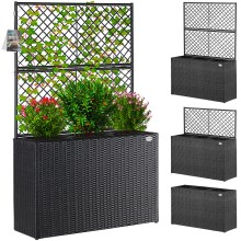 Polyrattan Blumenkasten mit Rankgitter Schwarz Polyrattan Blumenkasten mit Rankgitter Schwarz
