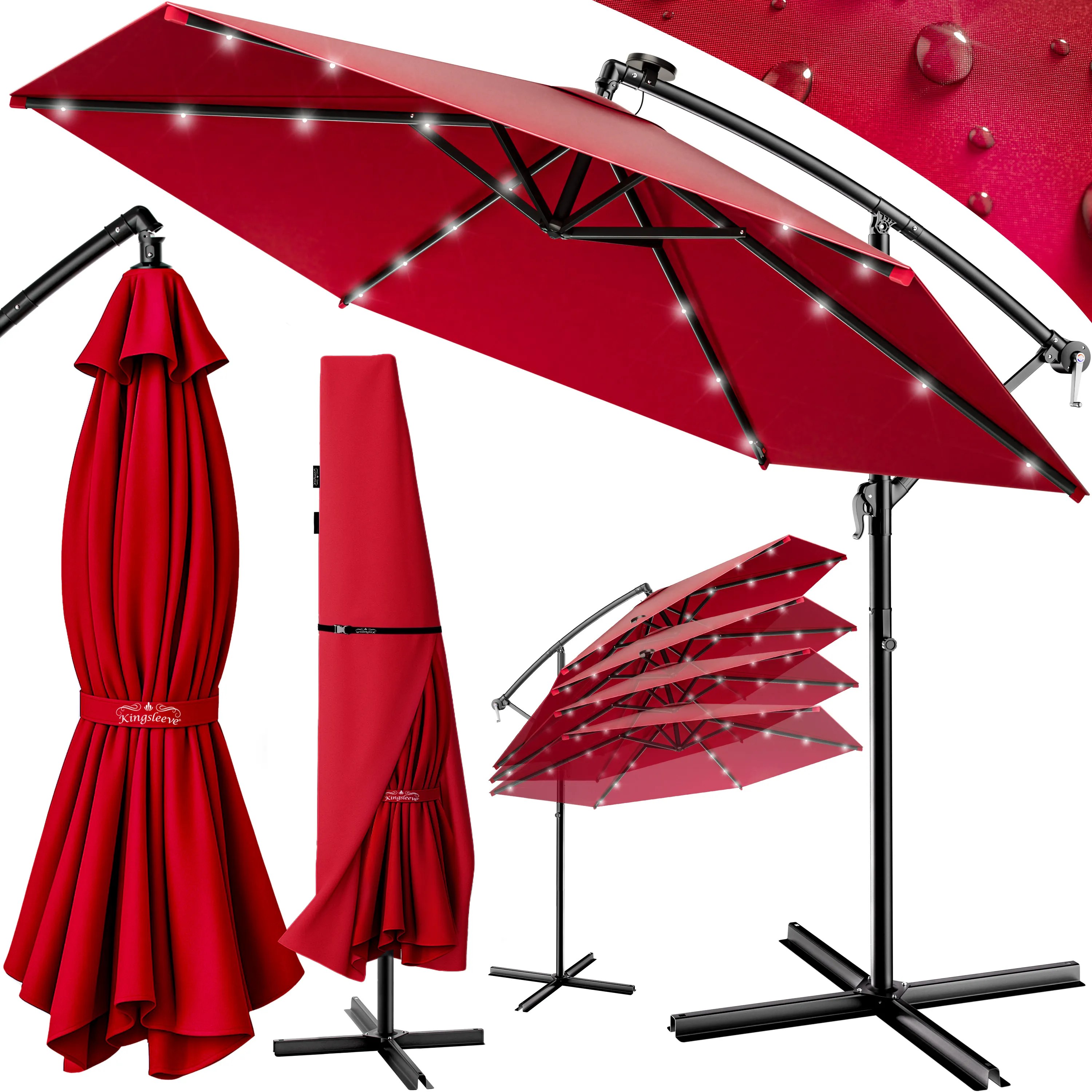 LED Solar Ampelschirm Haiti Rot Ø307cm mit UV-Schutz 80+ & Schutzhülle LED Solar Ampelschirm Haiti Rot Ø307cm mit UV-Schutz 80+ & Schutzhülle