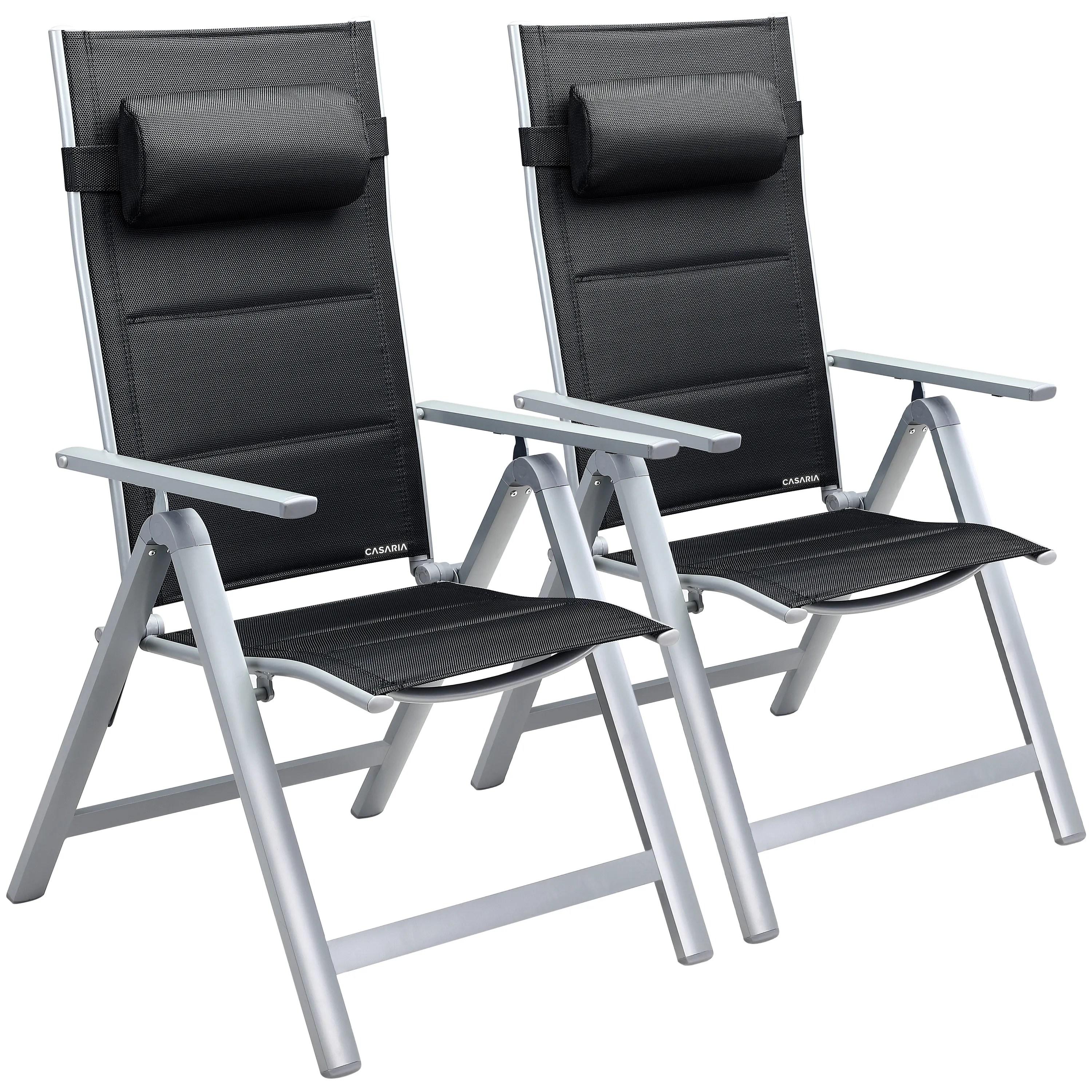 Gartenstuhl Hochlehner klappbar Bern Premium 2er-Set Silber Alu gepolstert & verstellbar Gartenstuhl Hochlehner klappbar Bern Premium 2er-Set Silber Alu gepolstert & verstellbar