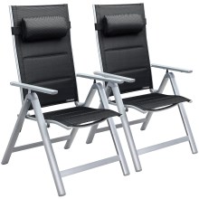 Gartenstuhl Hochlehner klappbar Bern Premium 2er-Set Silber Alu gepolstert & verstellbar Gartenstuhl Hochlehner klappbar Bern Premium 2er-Set Silber Alu gepolstert & verstellbar