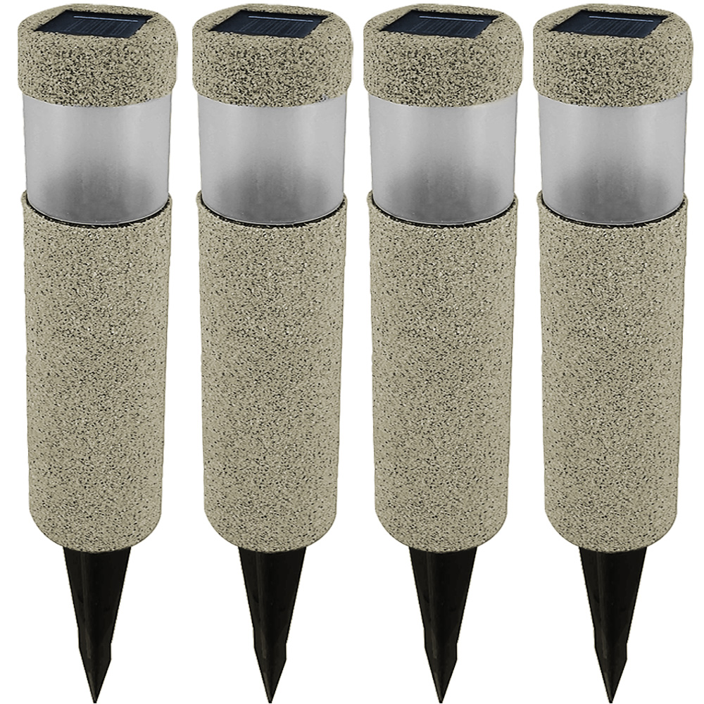 LED Solarleuchte 4er-Set Beige-Grau Steinoptik LED Solarleuchte 4er-Set Beige-Grau Steinoptik