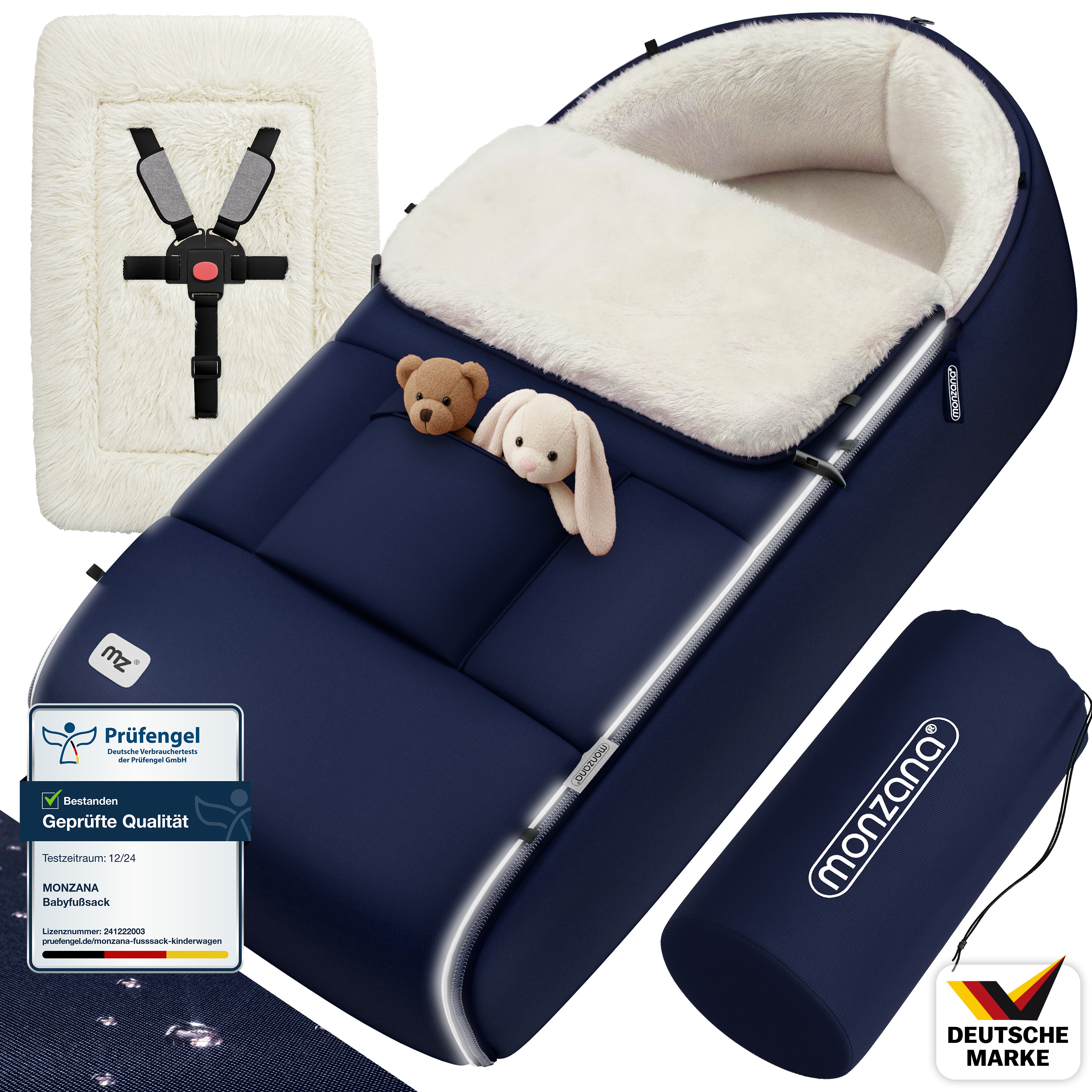 Babyfußsack Marine gefüttert Kinderwagen geeignet – Bild 2