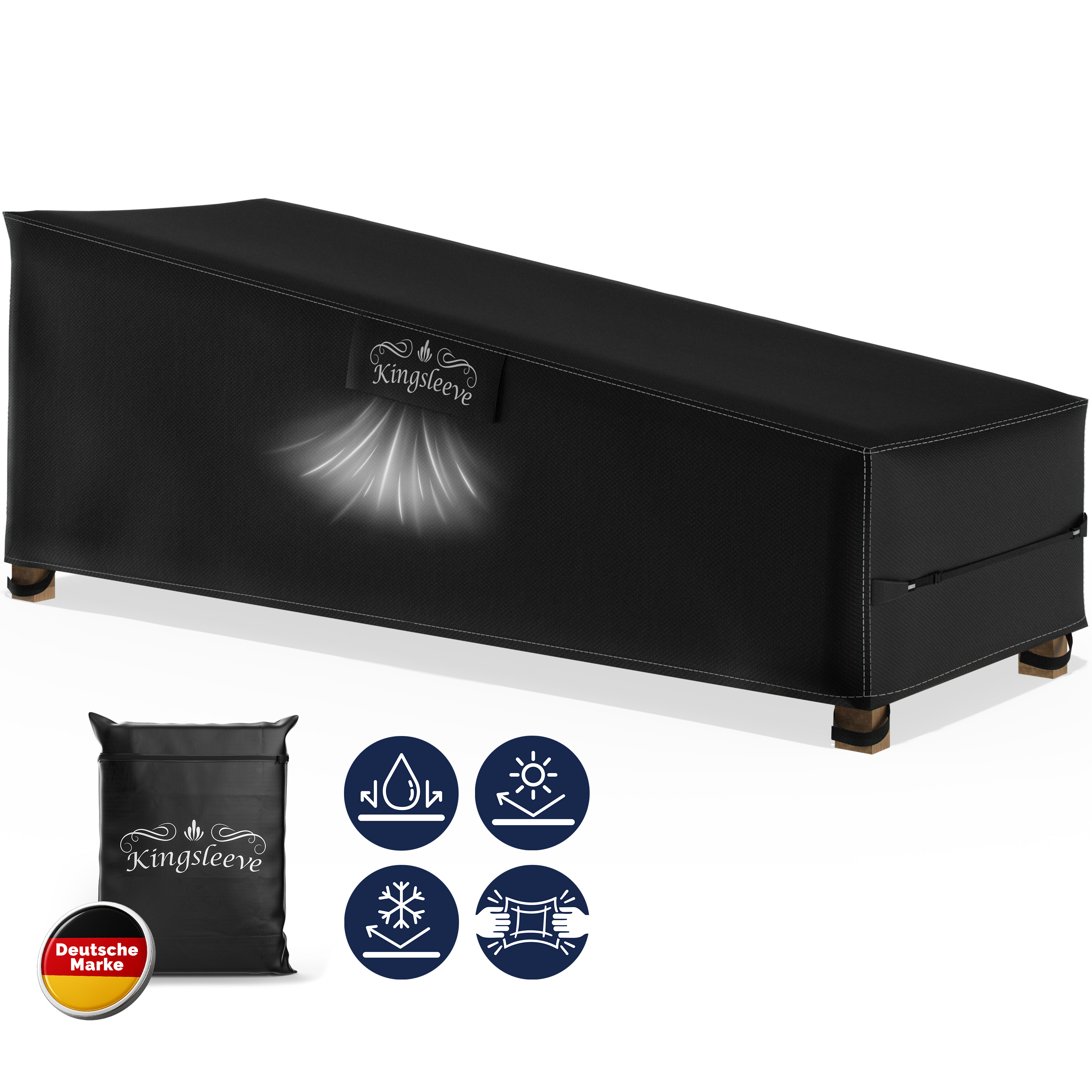 Abdeckplane Sonnenliege Anthrazit 200x75x40/70cm 9100mm Wassersäule – Bild 2