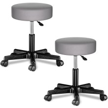 Rollhocker Kunstleder 2er-Set Grau 360° drehbar Rollhocker Kunstleder 2er-Set Grau 360° drehbar