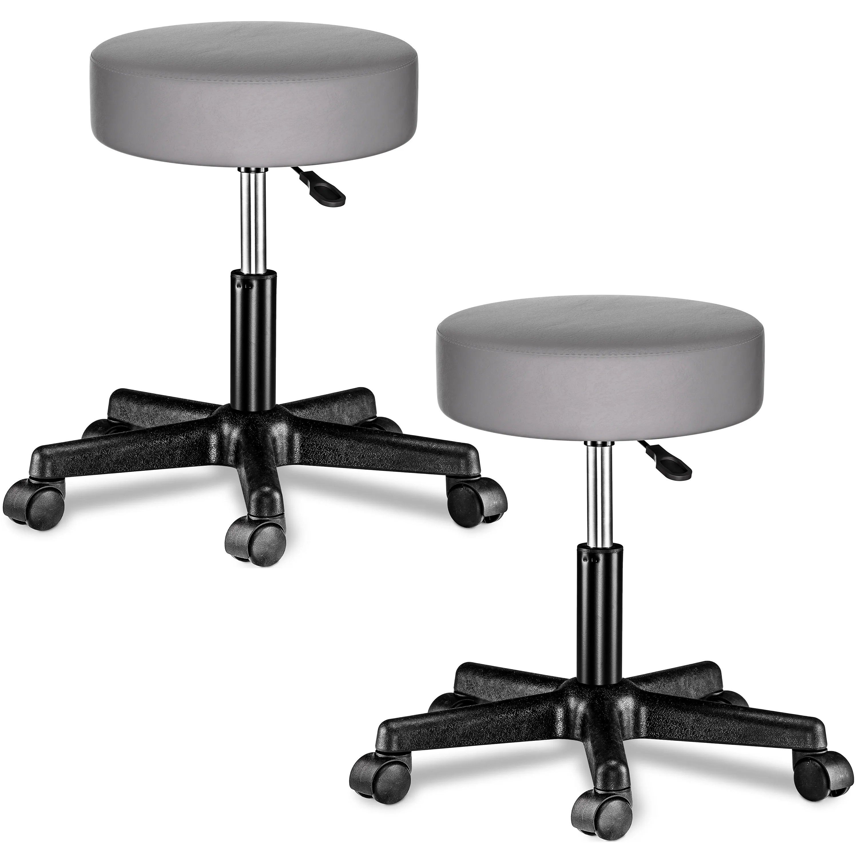 Rollhocker Kunstleder 2er-Set Grau 360° drehbar Rollhocker Kunstleder 2er-Set Grau 360° drehbar