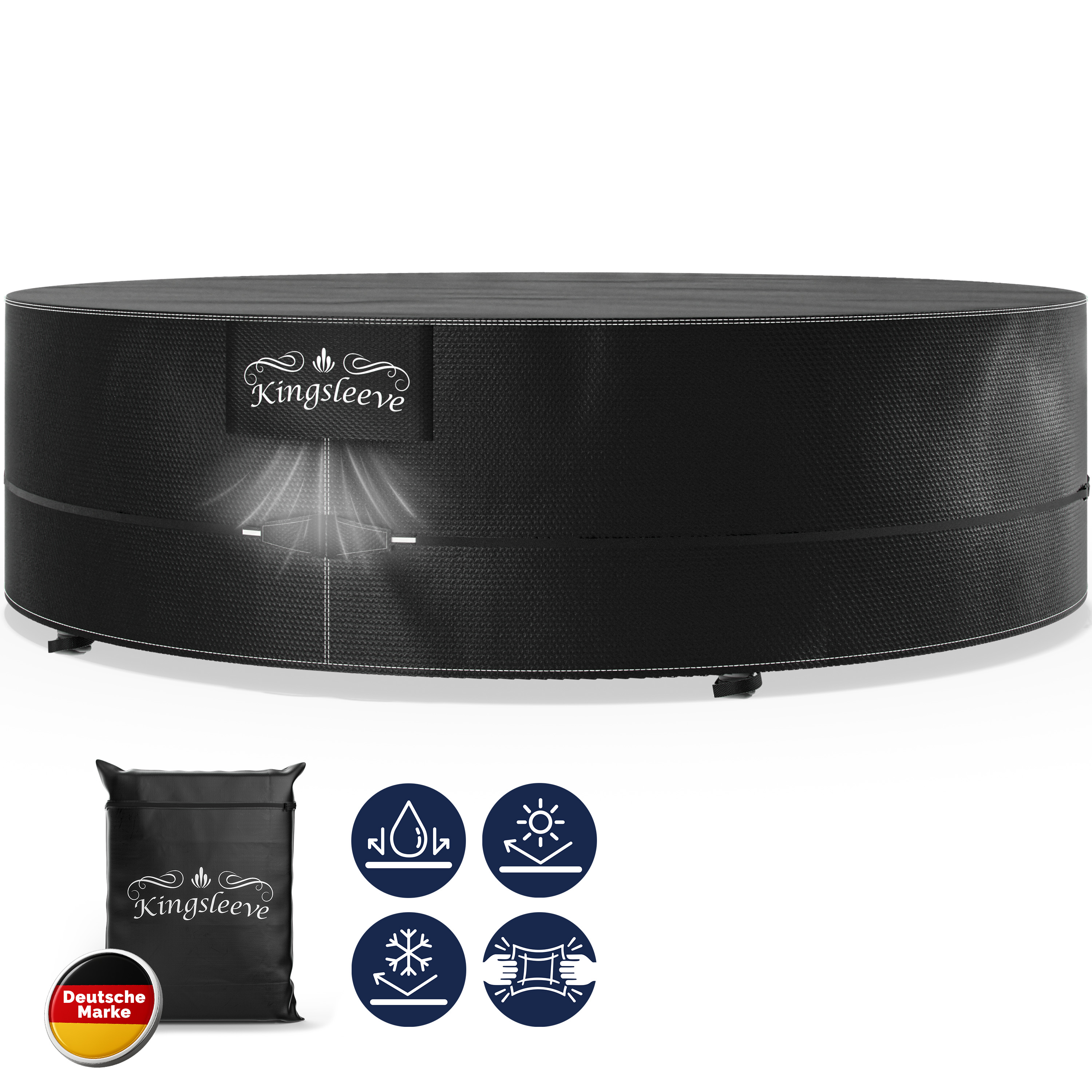 Abdeckplane Sonneninsel Anthrazit Ø236x67cm 9100mm Wassersäule – Bild 2