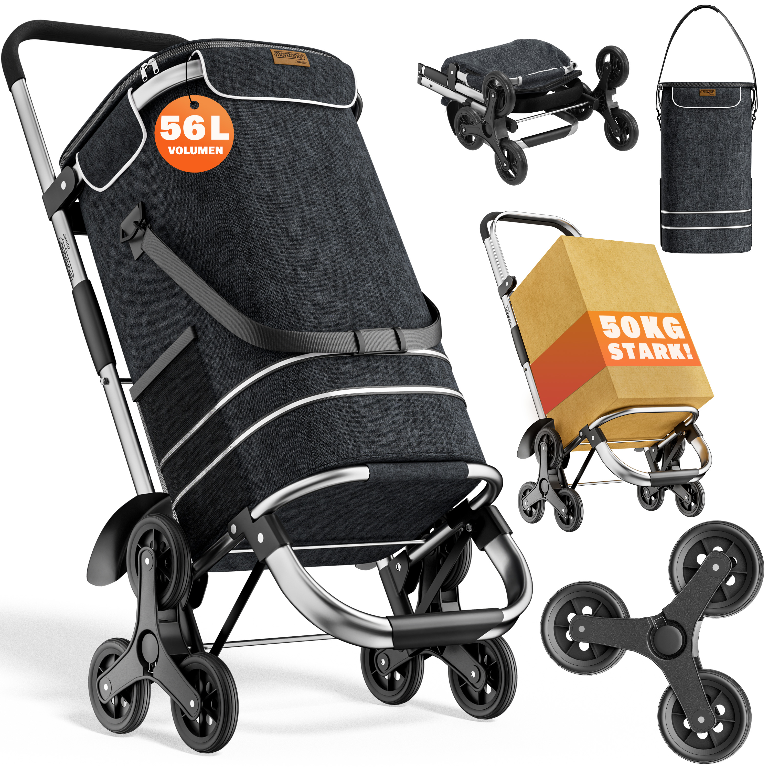 Einkaufstrolley Treppensteiger Schwarz – Bild 2