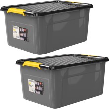 Aufbewahrungsbox 2er-Set Grau/Anthrazit 58x39x25cm stapelbar Aufbewahrungsbox 2er-Set Grau/Anthrazit 58x39x25cm stapelbar