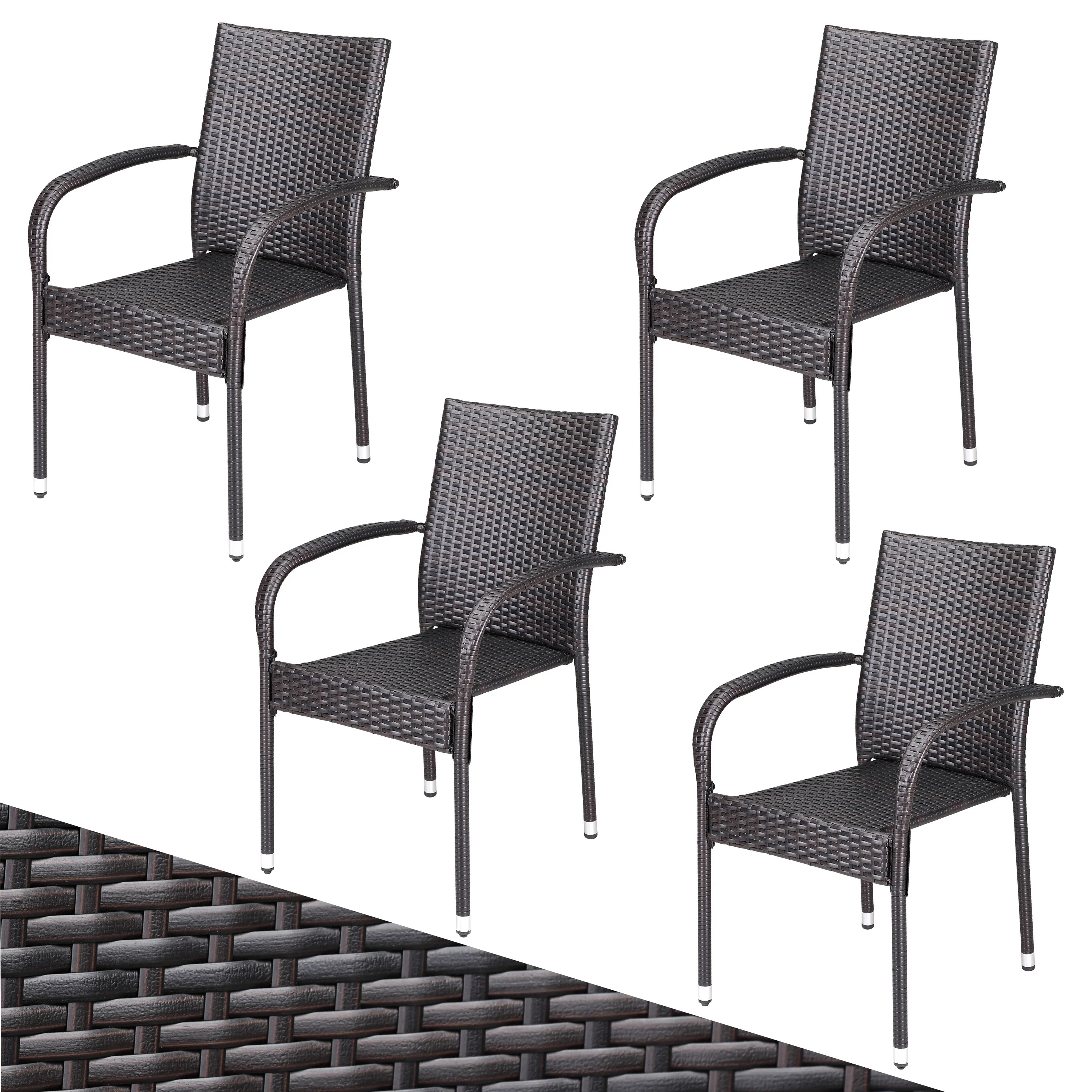 Polyrattan Stapelstuhl Comfort 4er-Set Braun Polyrattan Stapelstuhl Comfort 4er-Set Braun