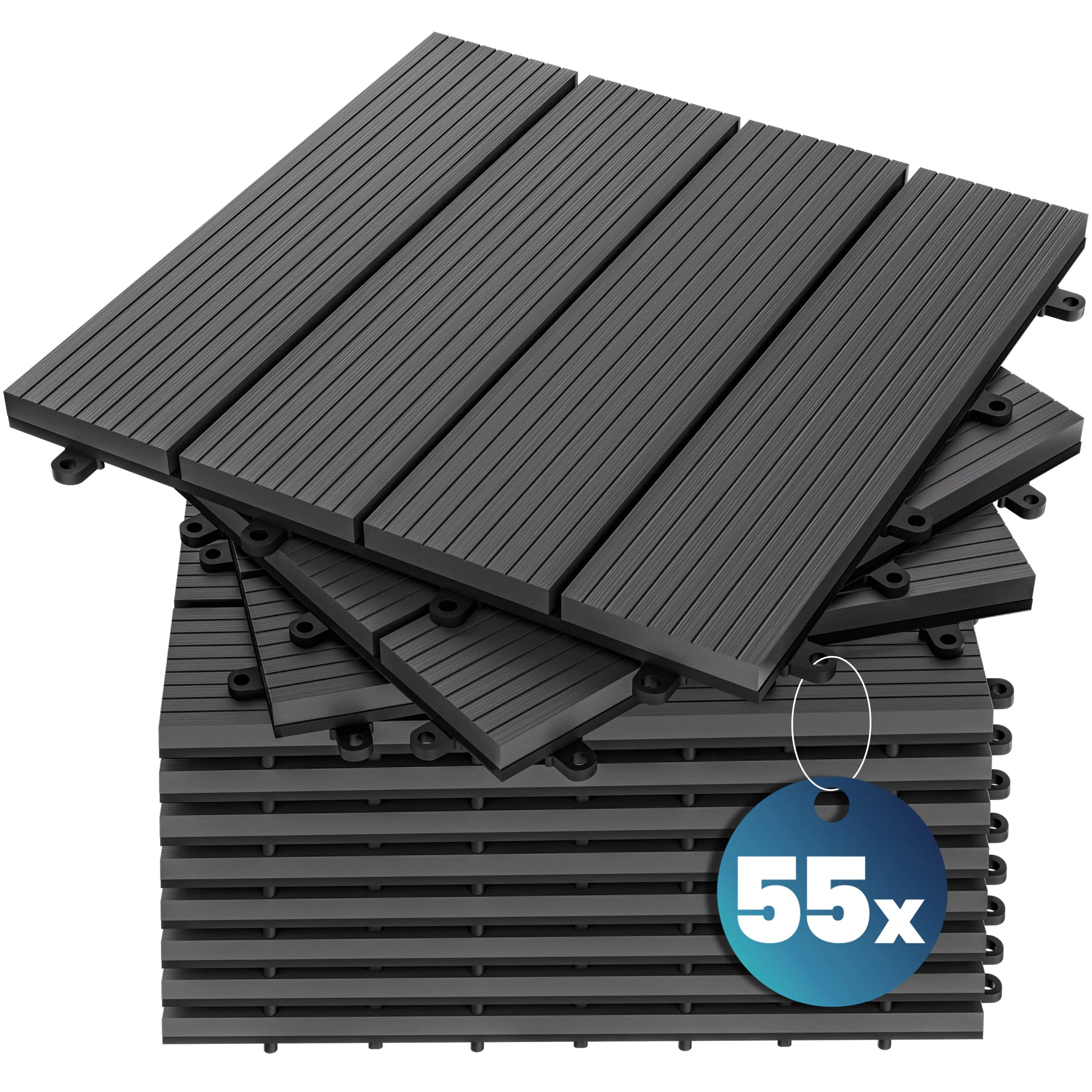 WPC Fliesen 55er-Set Klassik Anthrazit - 30x30cm WPC Fliesen 55er-Set Klassik Anthrazit - 30x30cm