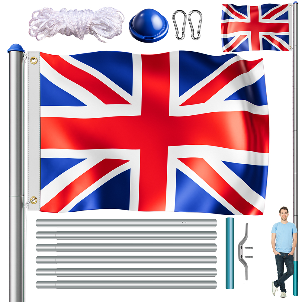 Fahnenmast Alu 650cm mit England/UK-Flagge – Bild 2