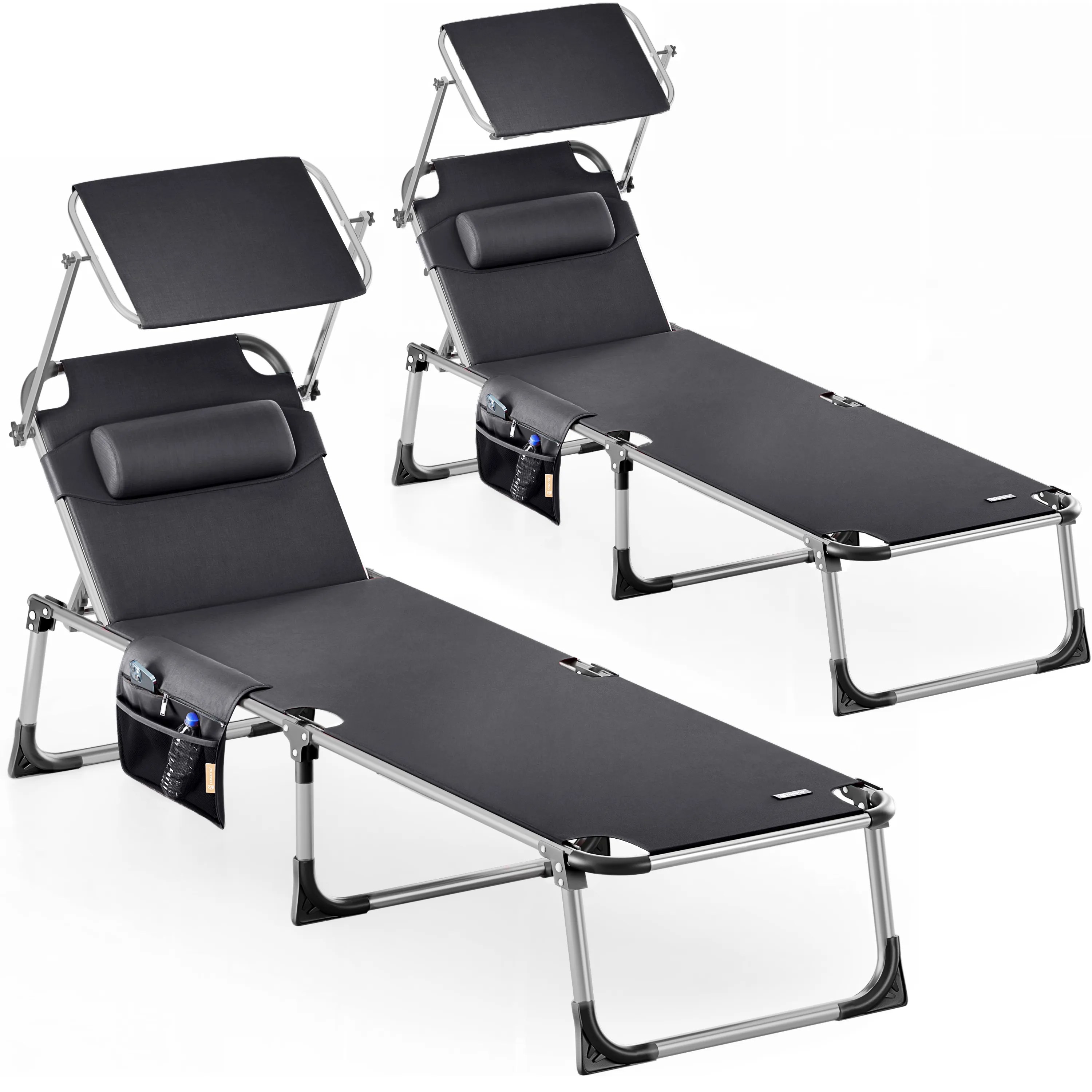 Gartenliege Malta 2er-Set Anthrazit 210x61x35cm Alu Sonnendach Gartenliege Malta 2er-Set Anthrazit 210x61x35cm Alu Sonnendach