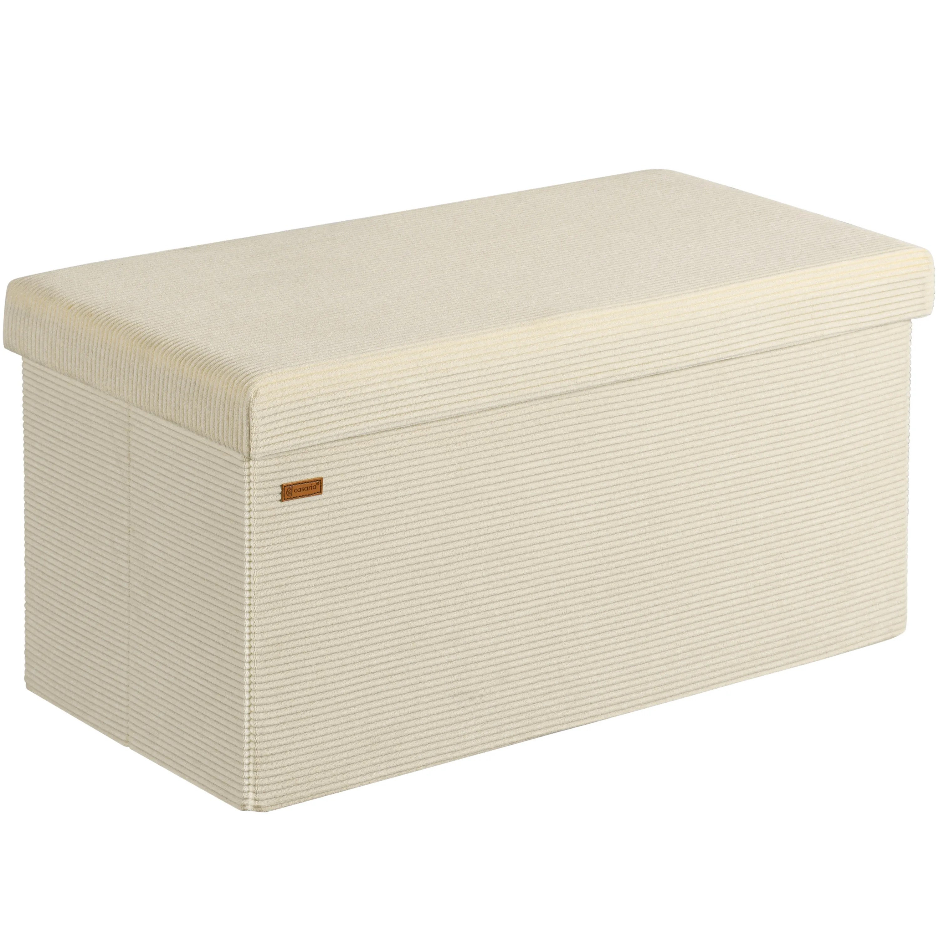 Sitzbank Beige Cord 76x38x38cm MDF faltbar Sitzbank Beige Cord 76x38x38cm MDF faltbar